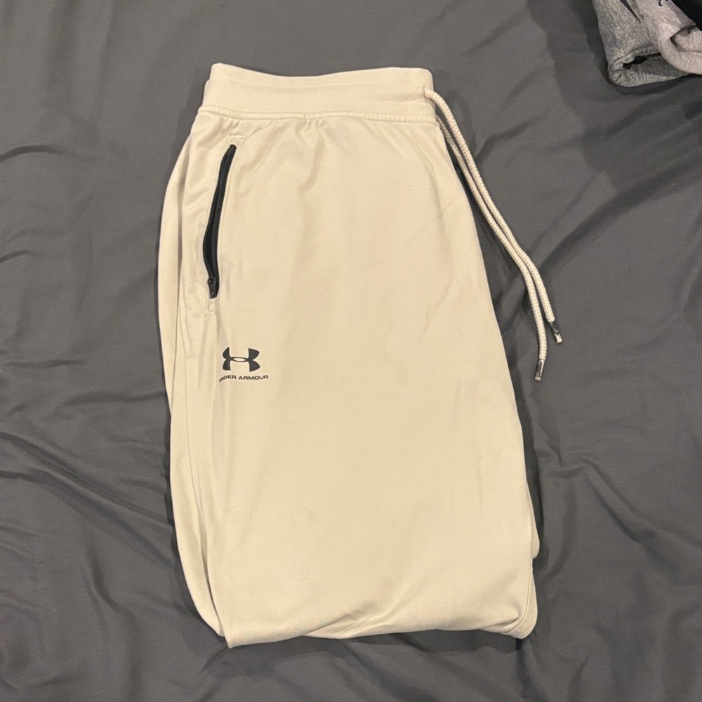 Under Armour Off-White Joggers with Black Accents